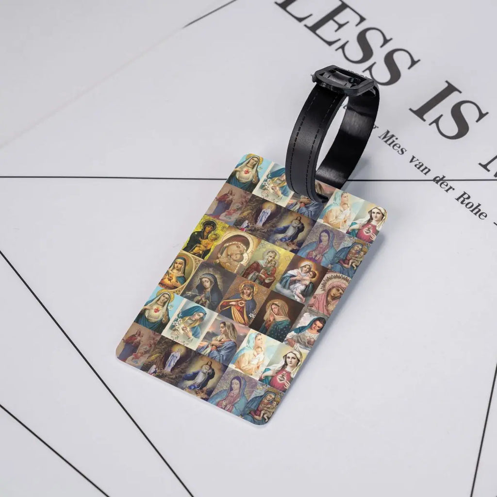 Custom Virgin Mary Luggage Tag Privacy Protection Catholic Christian Baggage Tags Travel Bag Labels Suitcase