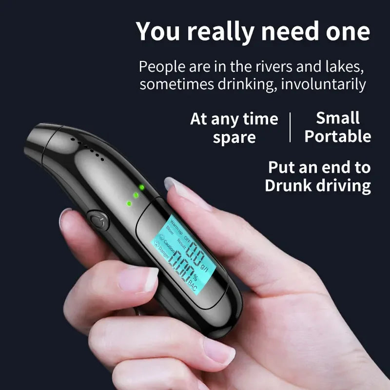 LCD Display Digital Alcohol Tester Professional Alcohol Detector Breath Rechargeable Breathalyzer Alcotester Drunk Driving Test