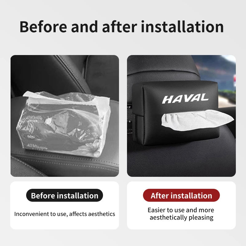 For Haval Car Tissue Box Holder Leather Multifunctional Center Console Armrest Napkin Bag H6 F7 H9 H2 Jolion F7X F7H H5 H7 H2S