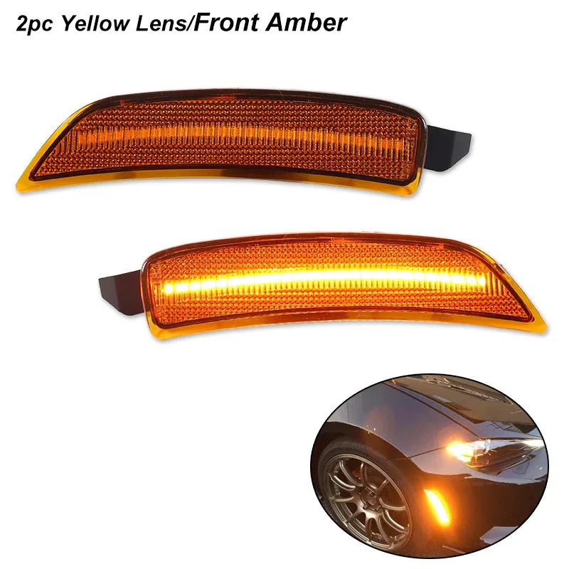 LED Side Marker Lights Assembly Smoked Lens for 2016-2023 Mazda MX-5 Miata ND Front Amber & Rear Red Fender Side Marker Lamp