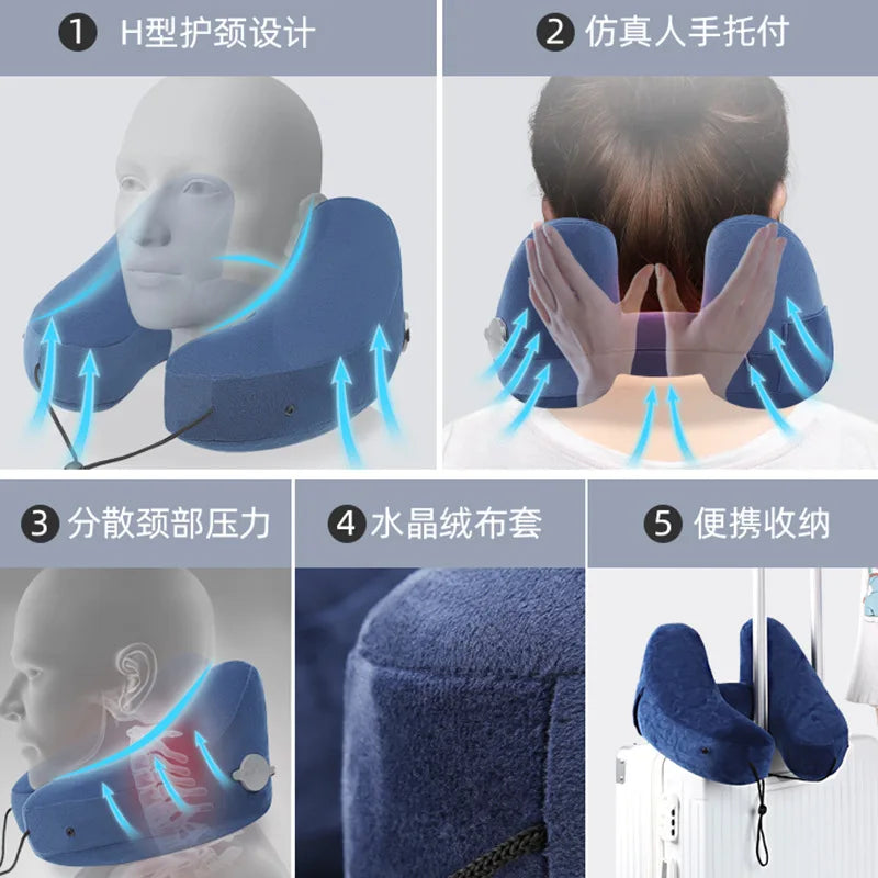 Neck Pillow Travel U-shaped Inflatable Pillow H Hooded Pillow Outdoor Car Long-distance Flight
