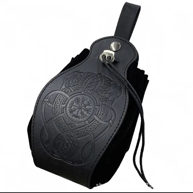 Genuine Leather DND Dice Bag Tray - Cute Drawstring Pouch RPG D&D Roleplaying Coin Purse Gift Ideas Medieval Knight Waist Pouch