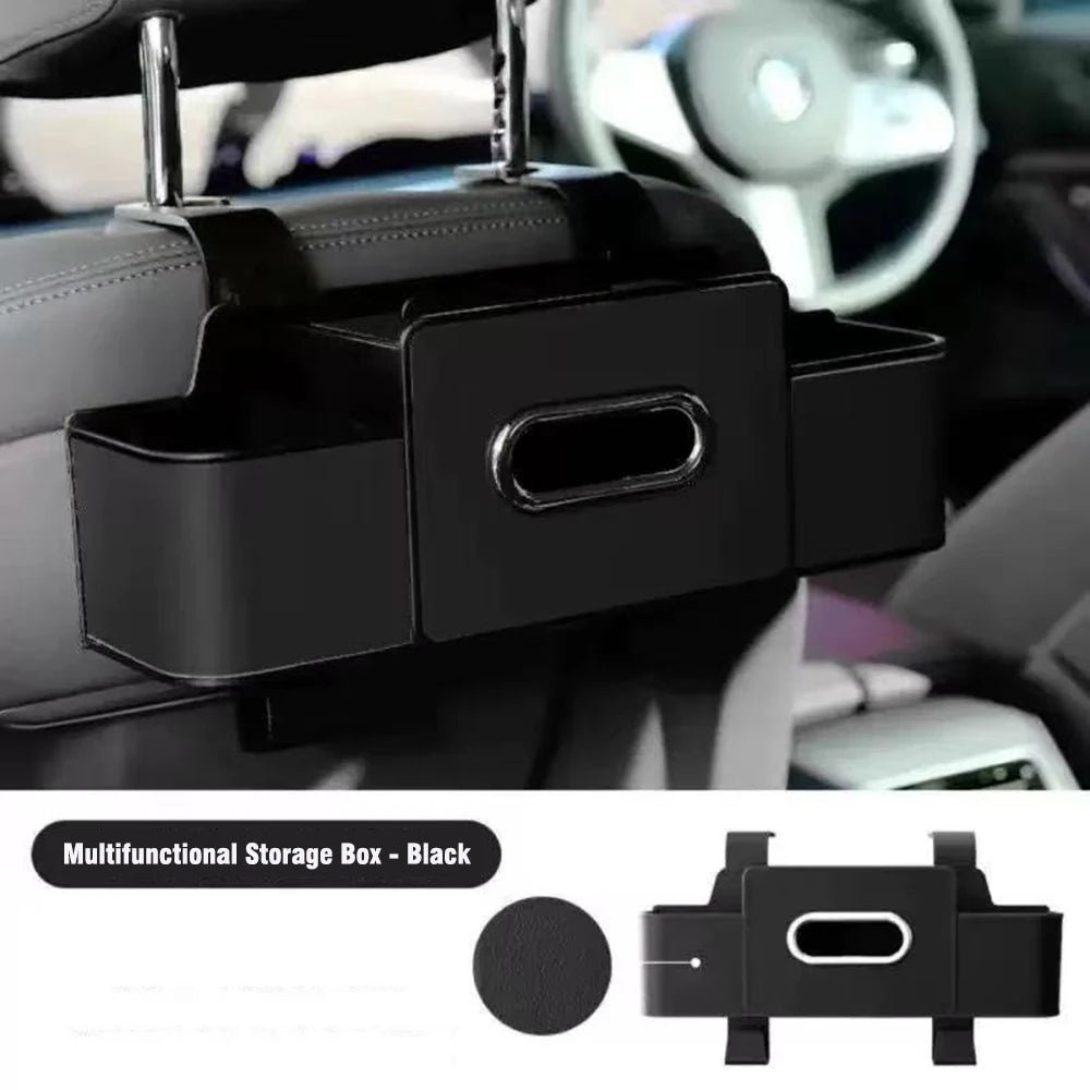 Car Backseat Car Organizer, Car Back Seat Storage Organizer with Tissue Box 2 Cup Holders Phone Stand and Hooks