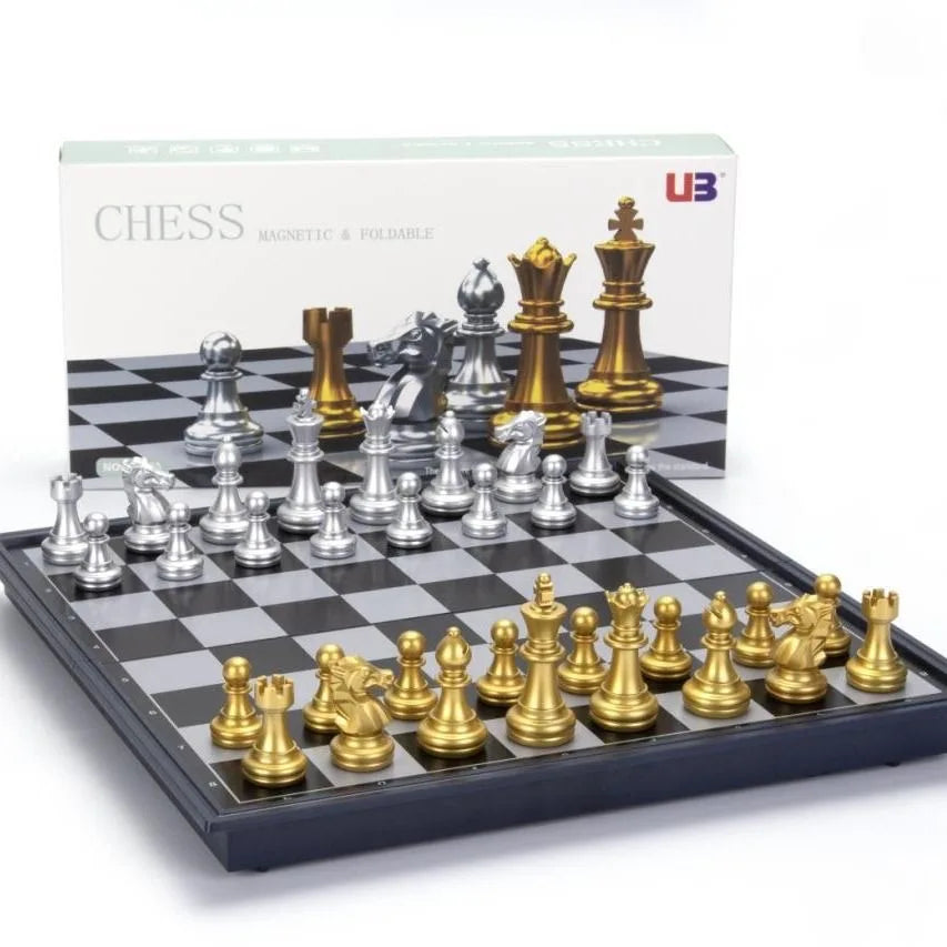 Magnetic International Chess Pieces Set, Folding Table Board, 3 Different Size, 36x31cm King 7.2cm