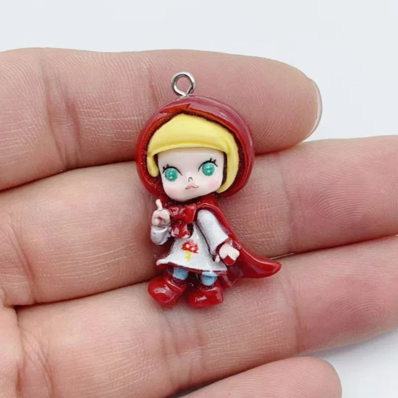 10pcs resin enamel cartoon character charm pendant suitable  DIY earrings and keychain accessories