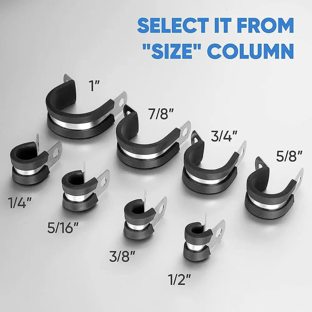 42PCS Cable Clamp Kit - Rubber Gasket 304 Stainless Steel Hose Clamp Ring Clamp, 6 Sizes (42PCS 1/4-5/16-3/8-1/2-5/8-3/4 Inch)