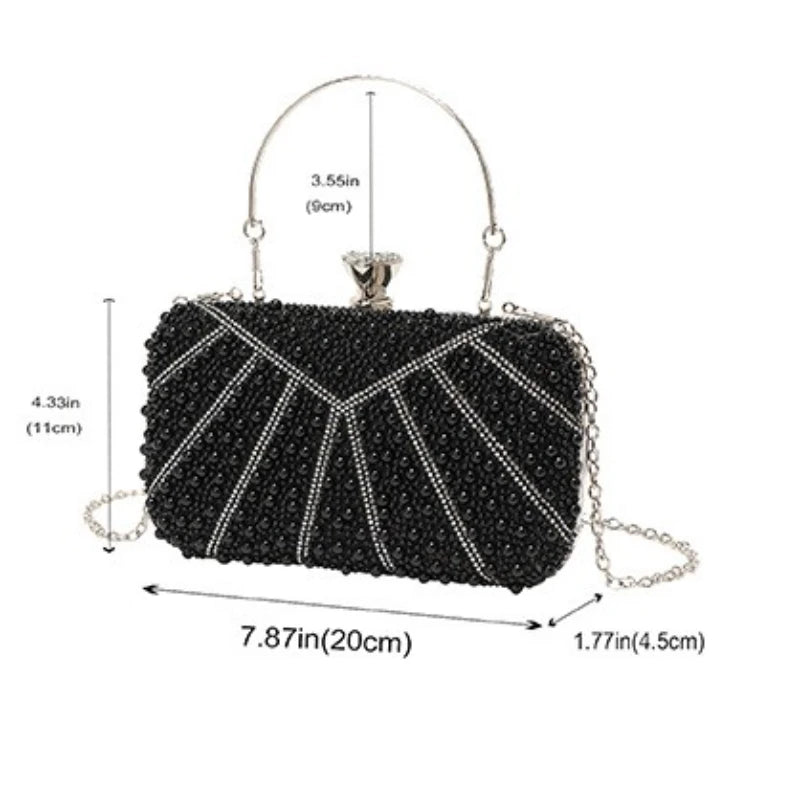 Ladies Dinner Bag Shiny Pearl Diamond Banquet Clutch Delicate Chain Bag Pochette Soirée Femme Mariage Carteras Diseñador De Lujo