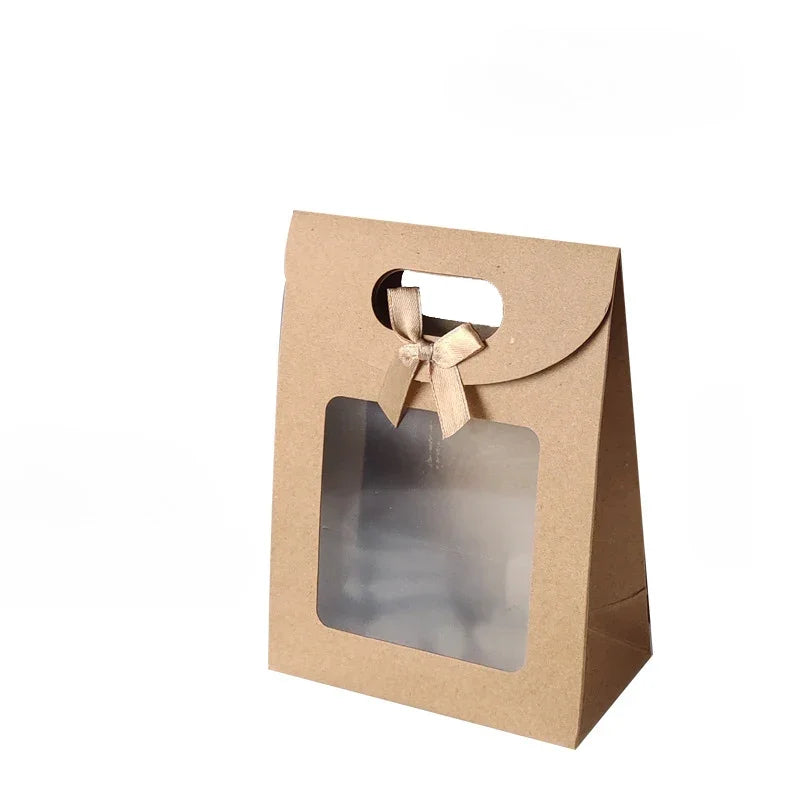 10/20pcs Transparent Window Gift Bags For Wedding Birthday Home Party White Black Packaging Box Baking Takeaway Bag