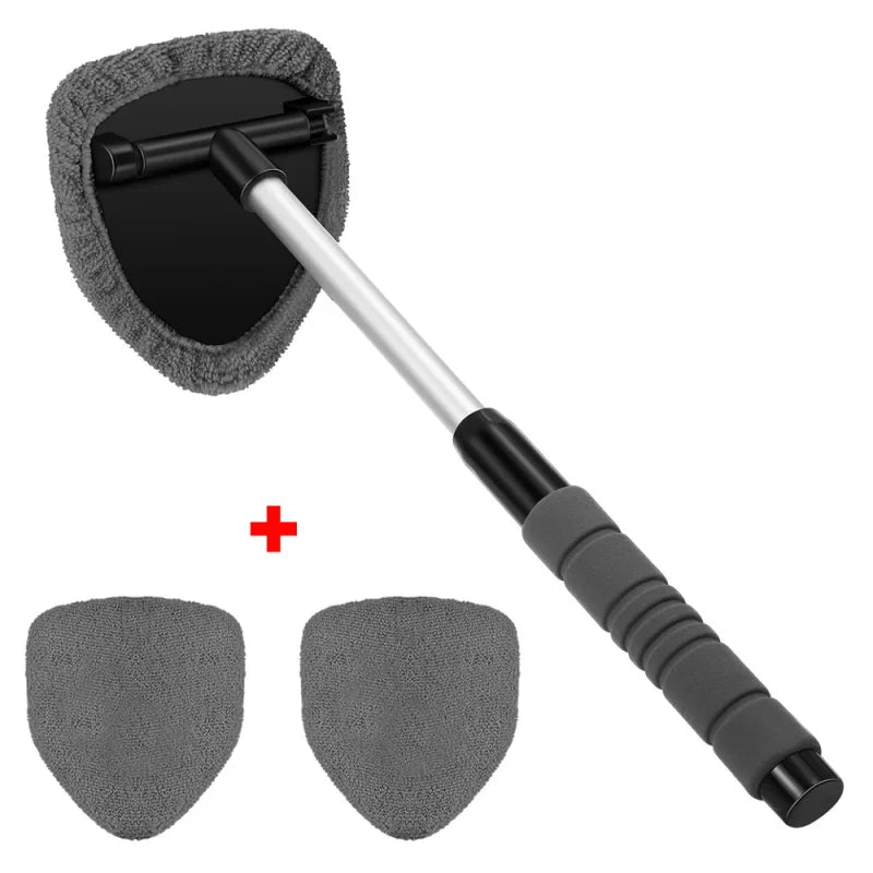 Car Window Cleaner Brush Kit Microfiber Windshield Cleaning Tool Auto Interior Glass Wash Wiper Long Handle Cleaning Brush