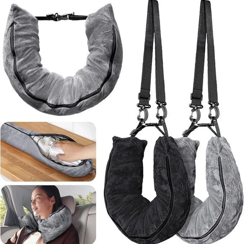 Multifunctional Fillable Travel Neck Pillow Comfortable U-Shaped Pillow Luggage Pillowcase Waterproof Portable Stuffable Neck