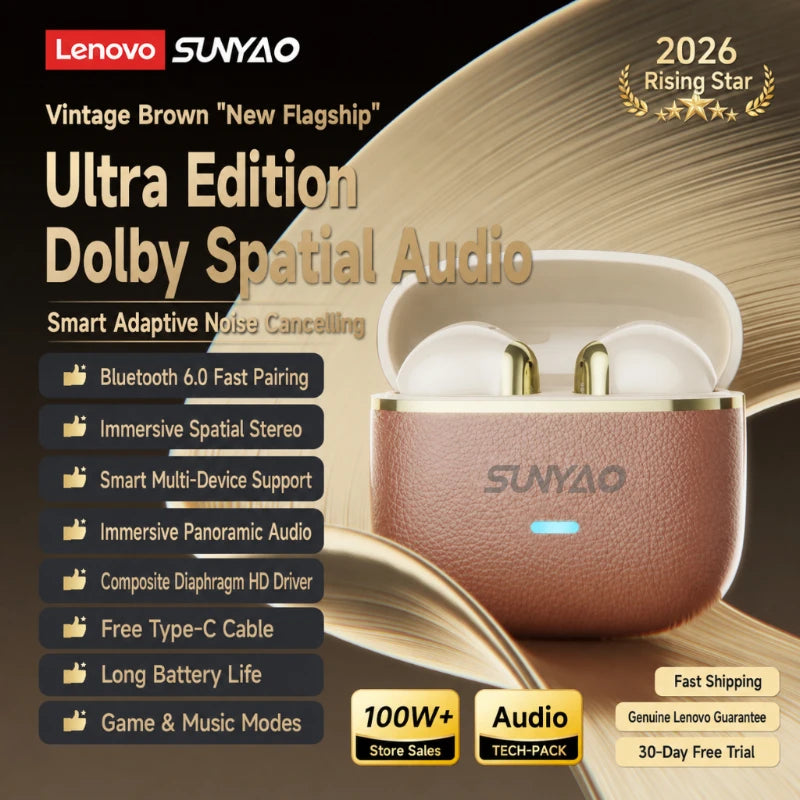 Lenovo LE-230 TWS Bluetooth 6.0 Earphones ENC Call Noise Reduction Wireless Earbuds HiFi Sound Low Latency Semi-In-Ear Headphone