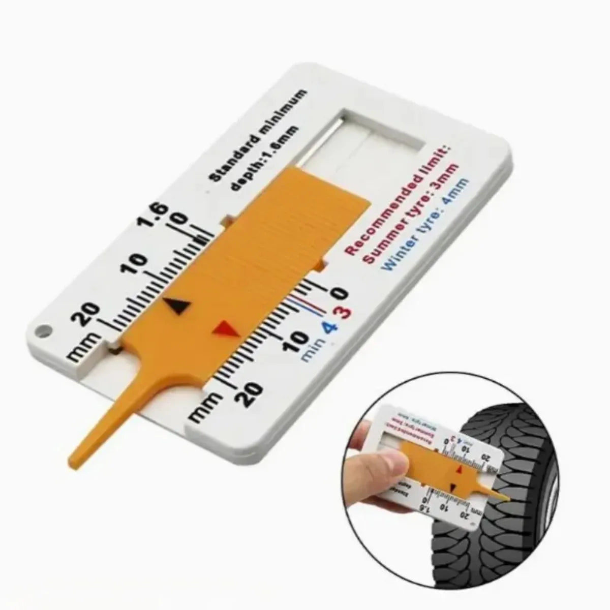 Portable Vernier Caliper Gauge 0-20mm Tire Tread Depth Ruler Auto Motorcycle Truck Repair Tool Uses For Car Tire Measuring