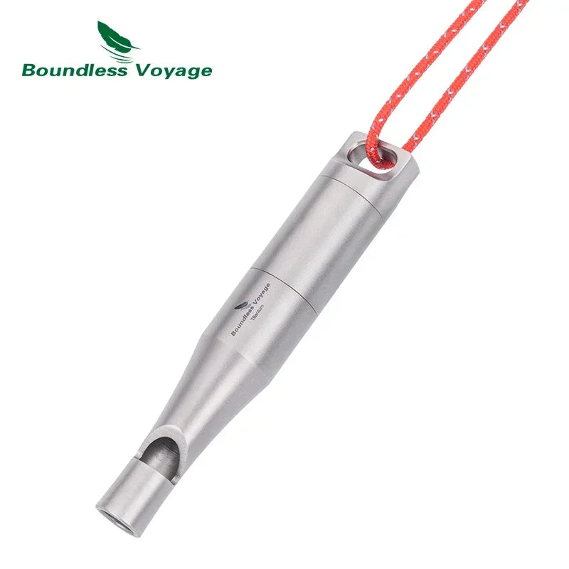 Boundless Voyage Titanium Whistle Emergency Survival Safety Whistles with Lanyard Loud for Outdoor Camping Coaches Training