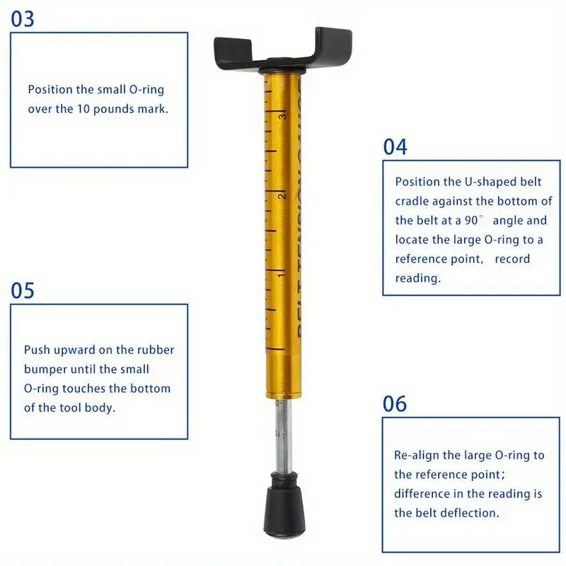 1Pc 10 Lb Belt Car Belt Tension Tool Adjustable with L Shaped Pad Motorcycle TL-1026-G Gauge Metal