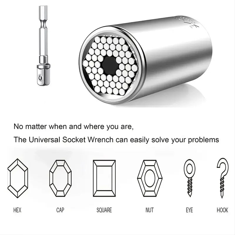 Multifunctional 7 to 19mm Magic Socket Multi Purpose Wrench Extension Rod Electric Hand Drill Screw Tool Set