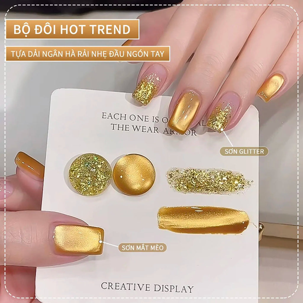MIANEL 10ML Specially Blended Golden Osmanthus Cat Eye Nail Polish Gel 2026 New Style Versatile Cat Eye Nail Polish Nail Art Set