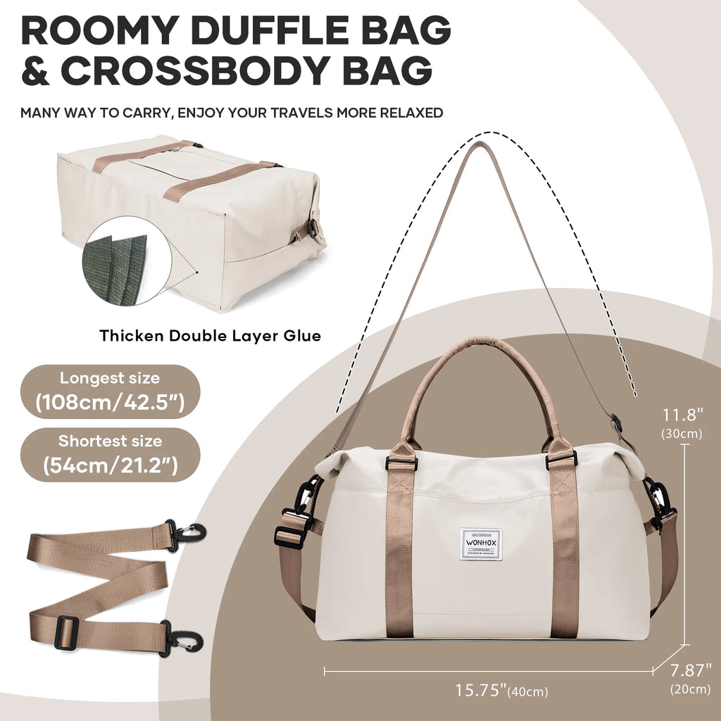 Women's Travel Bag 40x30x20 – Cabin Bag Airplane, Carry-on Luggage Weekend Bag for Women Men Sport, Maternity, Gym Foldable Bag