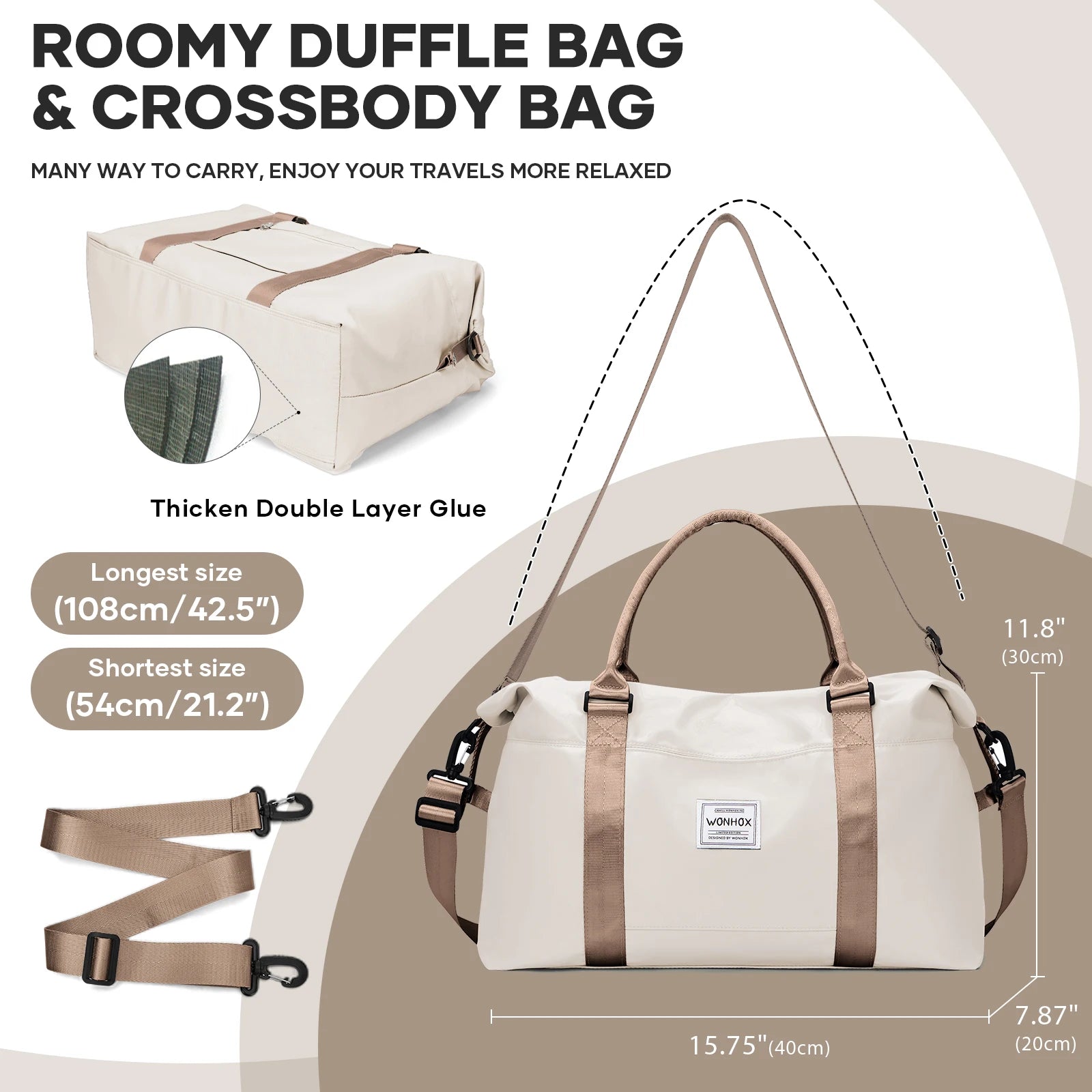 Women's Travel Bag 40x30x20 – Cabin Bag Airplane, Carry-on Luggage Weekend Bag for Women Men Sport, Maternity, Gym Foldable Bag