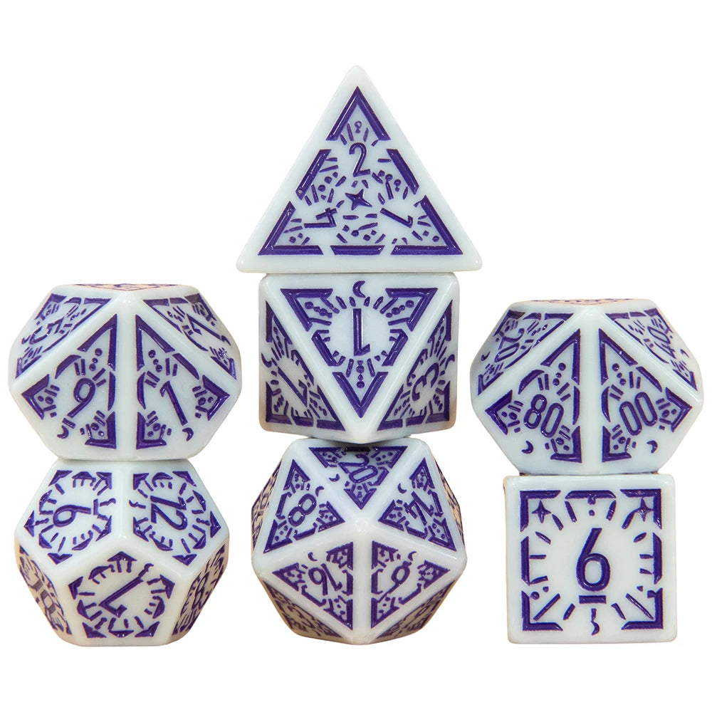 DND Dice Set 7pcs Textures Pattern Polyhedral Dice for DND Role Playing Game Accessories
