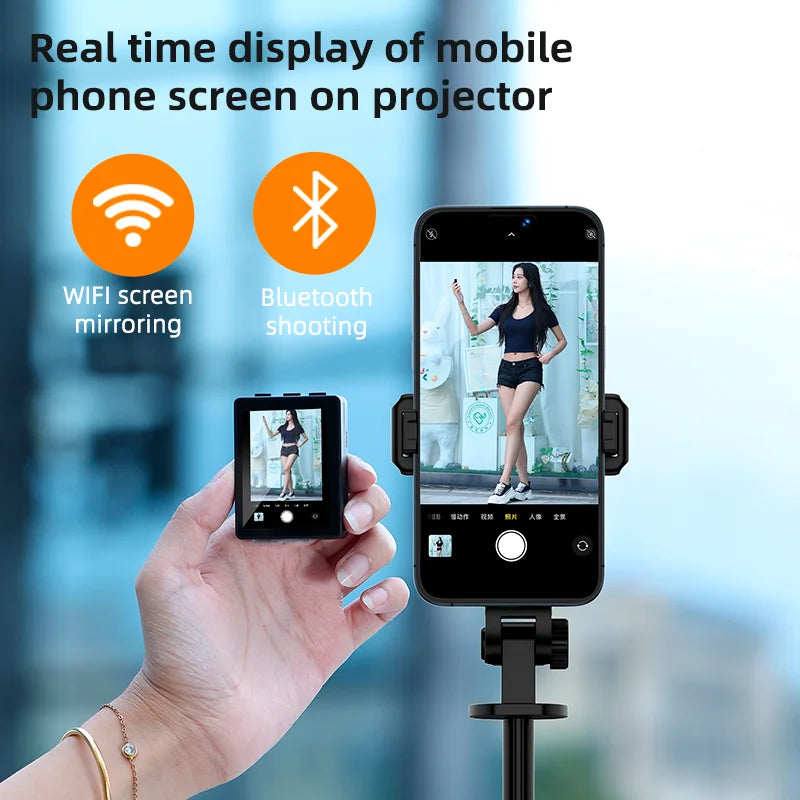 CL10 Selfie Stick Tripod Stand with Small Screen Casting Selfie Monitor with Remote Control Extendable Tripod for Smartphone