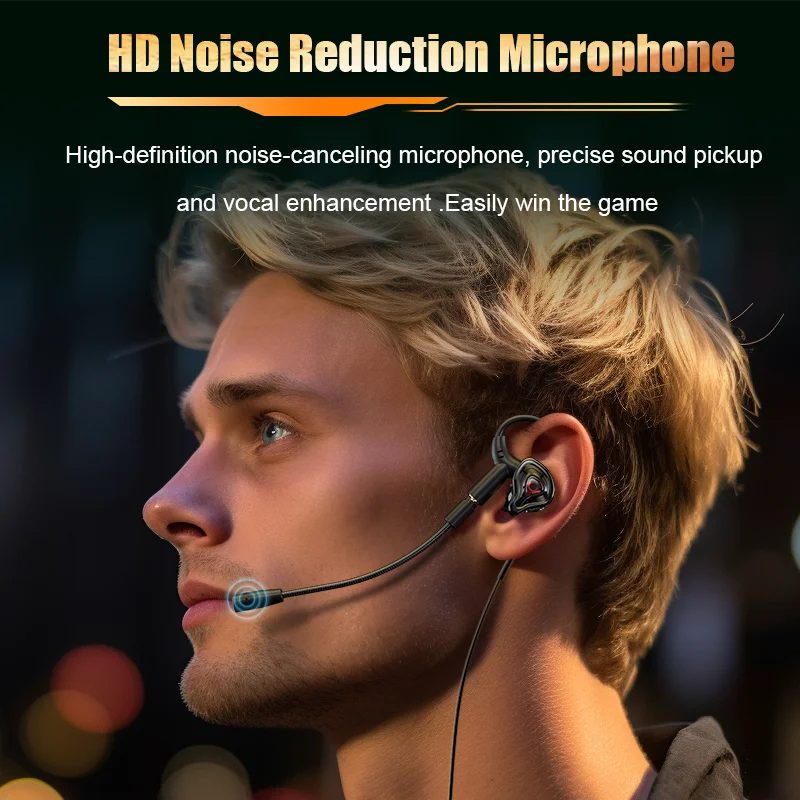 E-Sports Gaming Headphones with 2 Mics Type C&3.5mm In-ear Earphones Surround Sound Headsets with HD Mic Handsfree for Samsung