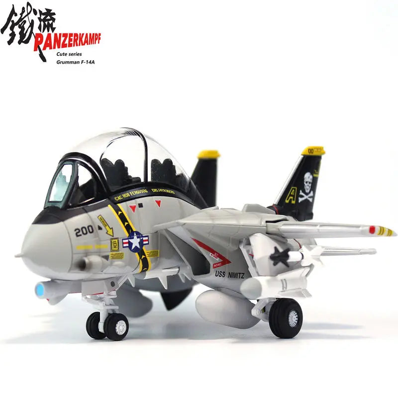 Iron Flow Q Version Variable Wing F14 Tomcat Fighter VF84 Pirate Flag Alloy Aircraft Model Ornament Cartoon Version Holiday Gift
