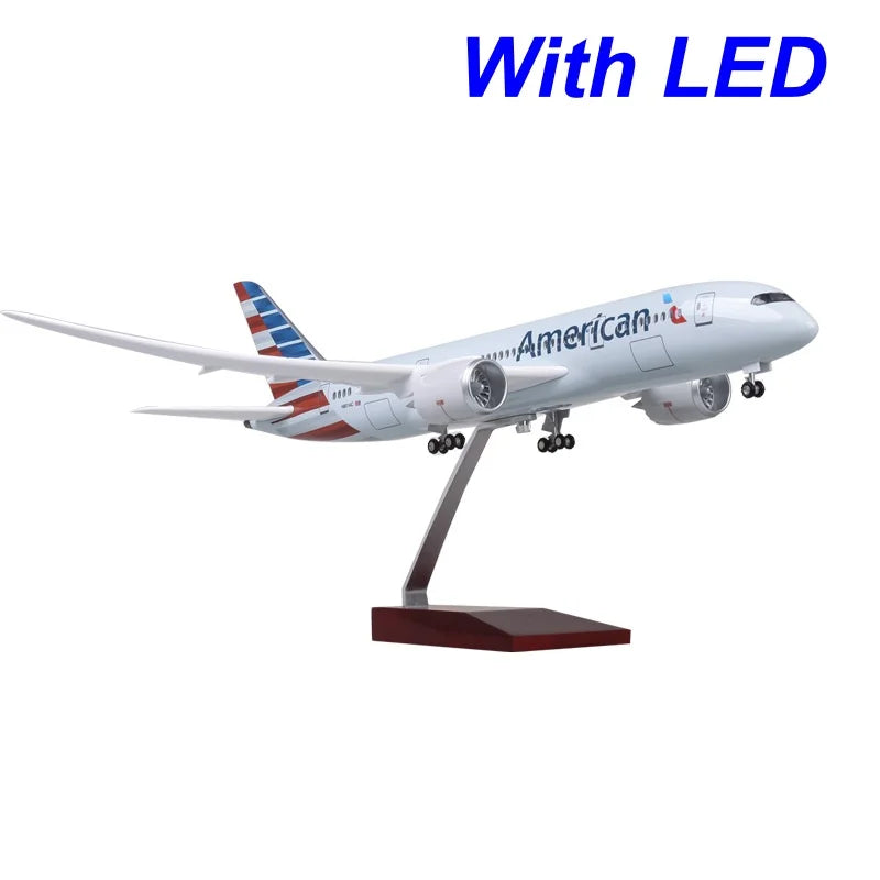 47cm Toys Model Airplane A320 B737 B747 B777 B787 MD-11 American Spirit NWA MD11 Resin Plane With Light Collection