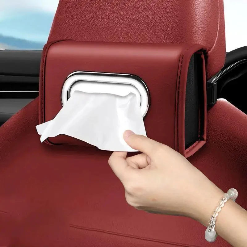 PU Leather Car Tissue Box Holder for Center Console Armrest Hanging Multi Functional Napkin Box Car Accessories