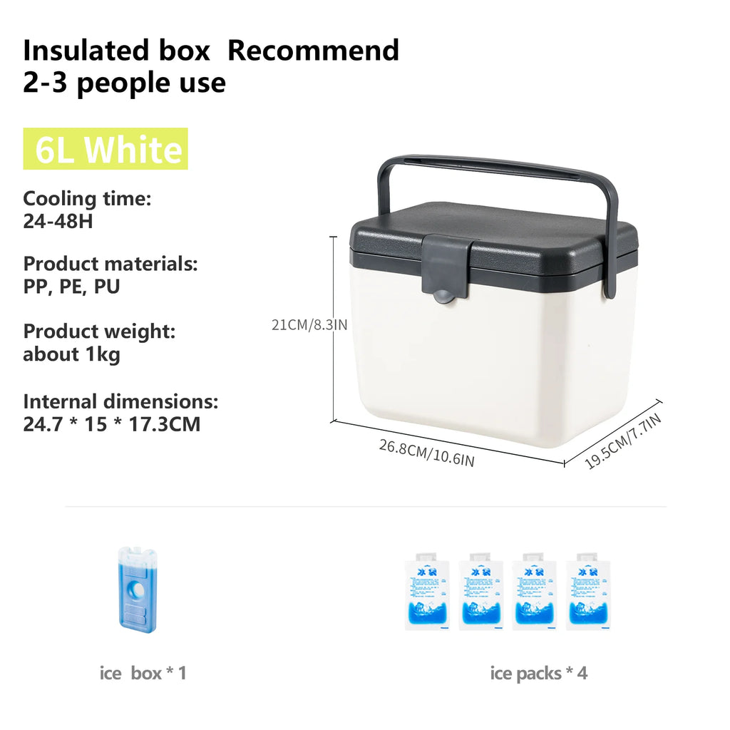 Camping Ice Box Portable Insulated Cooler Box Large Capacity Car Refrigerator Outdoor Beach Fishing Picnic Barbecue Ice Bucket