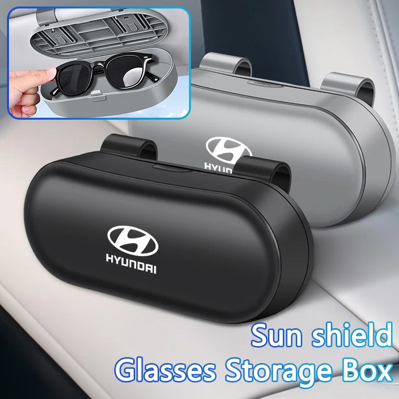 Car Sun Visor Glasses Box Portable Sunglasses Eyeglass Case For Hyundai i30 Ix35 KONA Encino Solaris Azera Grandeur Ig Accent Sa