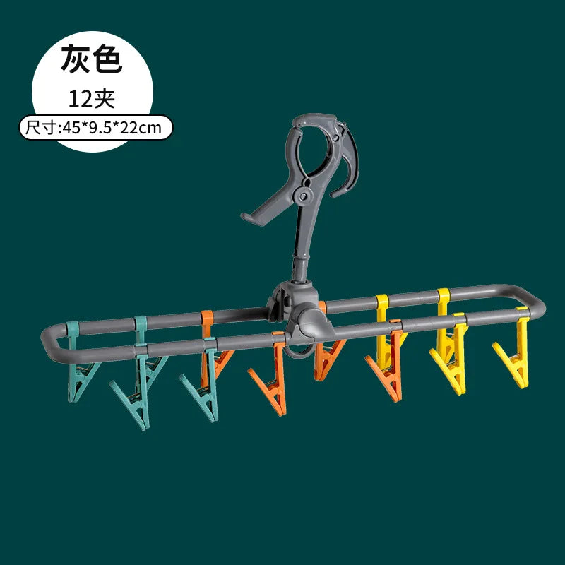 Portable Travel Laundry Drying Rack Plastic Foldable Clothesline Multi-clamp Socks Underwear Drying Rack Compact Storage Orga...