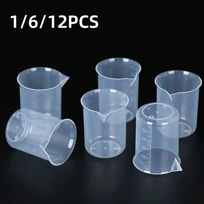100ml Mixing Cups Plastic Liquid Container Epoxy Resin Scale Beaker Chemical Laboratory Cups Measuring Cup Kitchen Baking Tools