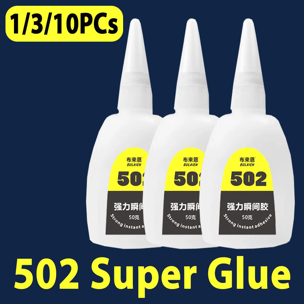 1/3/10PCs 502 Super Glue Instant Quick-Drying Cyanoacrylate Adhesive for Leather Rubber Wood Metal Strong Bond Liquid Glue Tool