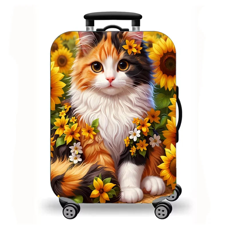 Luggage Cover, Cute Cat Print Stretch Suitcase Protector for Travel, 16 Styles Oil Painting Cat Design
