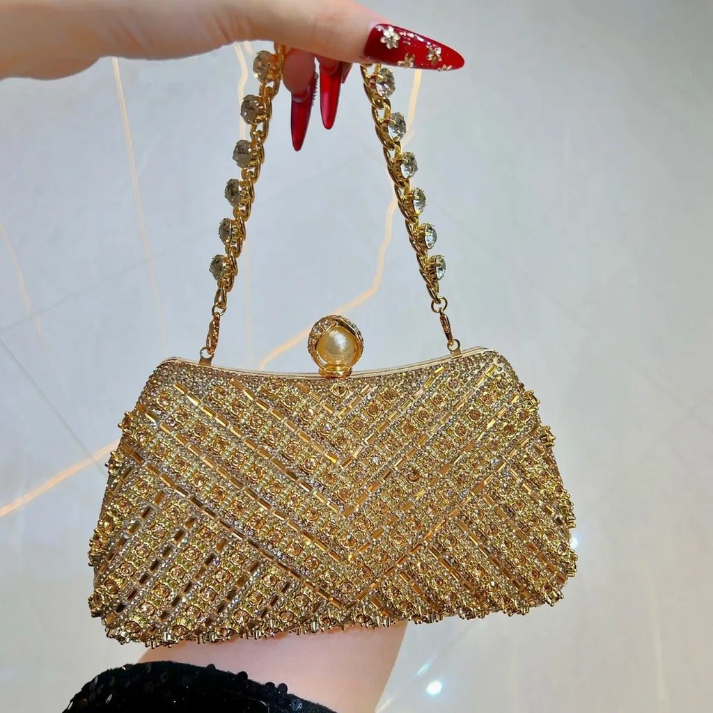 Rhinestones Diamond Evening Bags For Women Luxury Chain Shoulder Crossbody Bags Party Wedding Clutch Purse Handbags