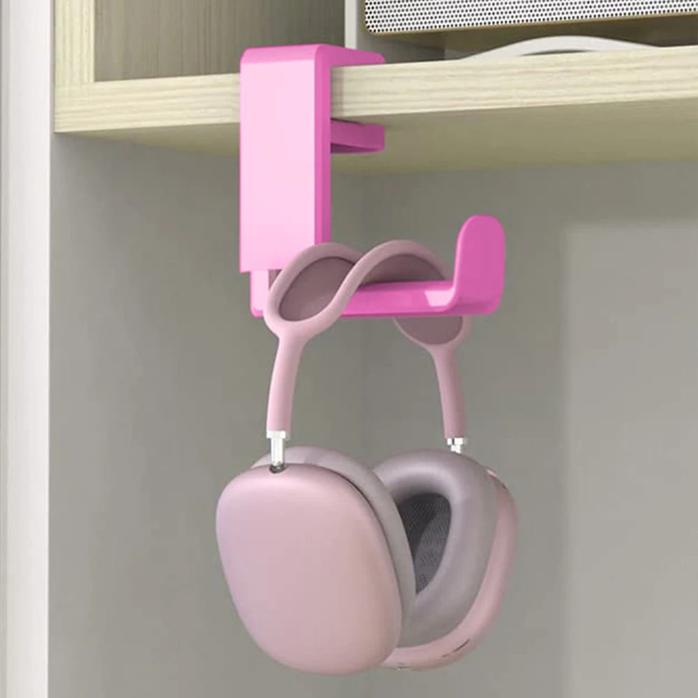 Headphone Stand Adjustable Clamp-On Under Desk Hanger 360 Degree Swivel & Cable Clip Organizer Headphone Headset Holder