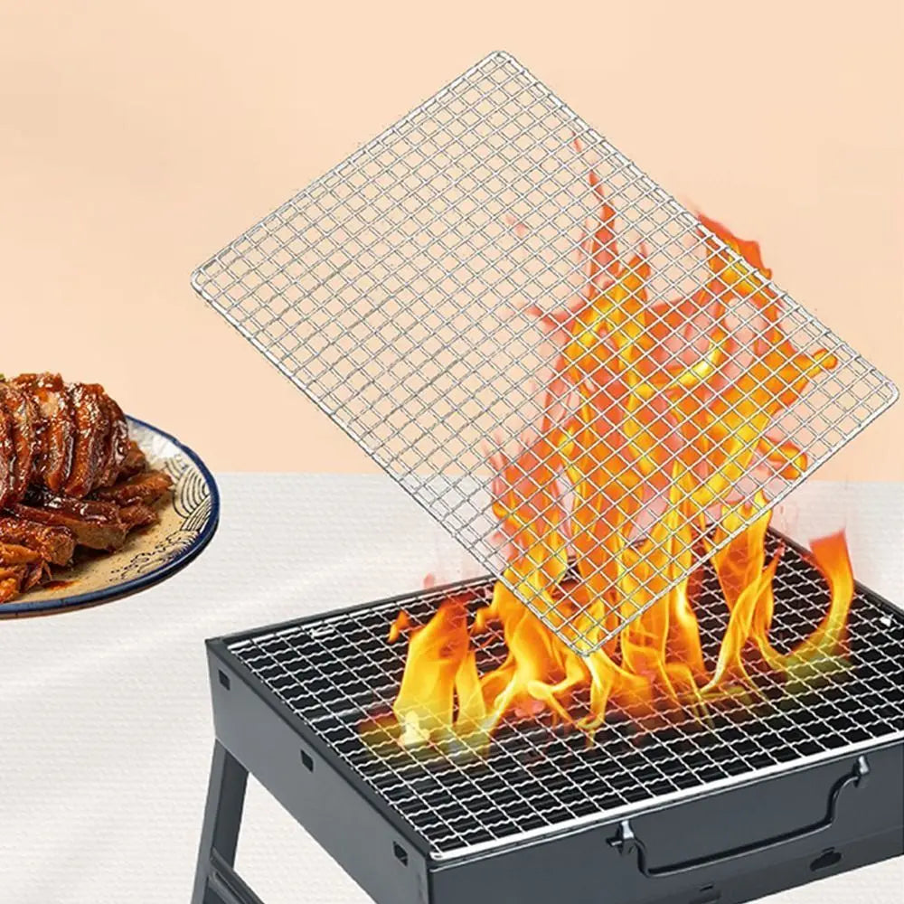 New Stainless Steel Grill Rack Grids Reusable Rectangular BBQ Roasting Rack Nonstick Baking Cooling Rack Outdoor Barbeque Oven