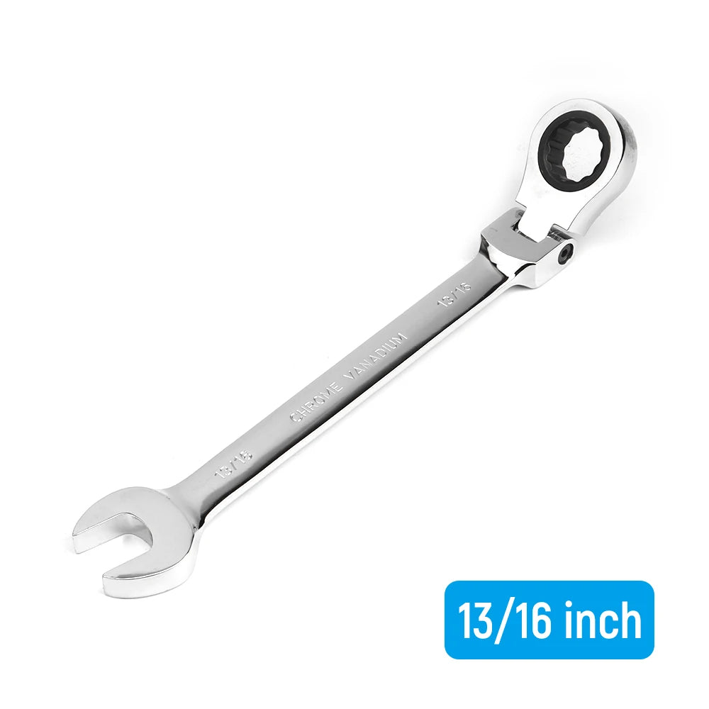 1/4-15/16 Inch 1-Piece Imperial Size Ratchet Wrench Set of Keys Spanner Flexible Head Universal Hand Tools Car Repair Tool