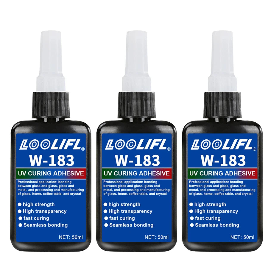 W183 UV invisible adhesive, transparent resin adhesive, diy, for glass, ceramics and plastics, UV curing, no residue. Strong