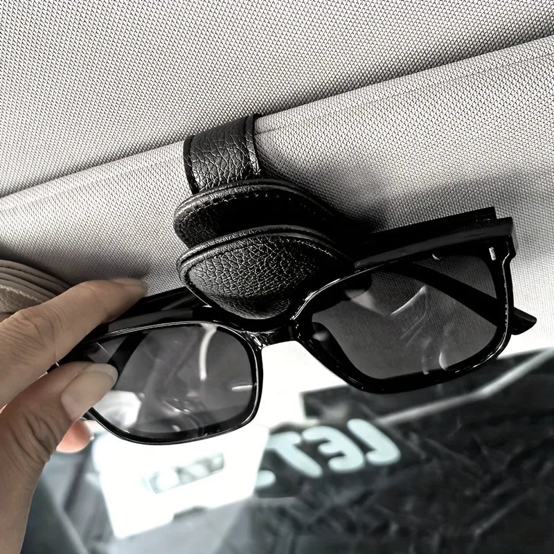 1pc Universal Car Sun Visor Glasses Clip, PVC Material, Auto Eyeglasses Holder, Vehicle Interior Accessories, Eyewear Storage Br