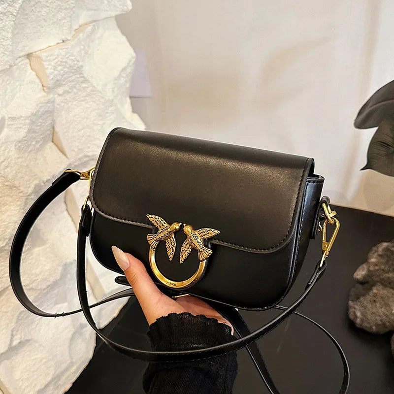 Swallow Bag 2026 New Women's Bag Double Feiyan Fashion Versatile One Shoulder Crossbody Bag Small Square Bag