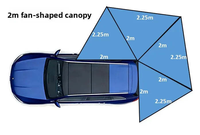 Canvas Car Awning Waterproof Heavy Duty 4x4 Camping SUV Trailer Side Aluminum Pole Sun Shelter for Overland Travel