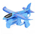 Glowing Foam Airplane 10m Launcher Ejection Aircraft Air Gun Toy for Children Outdoor Game Bubble Model Shooting Flight