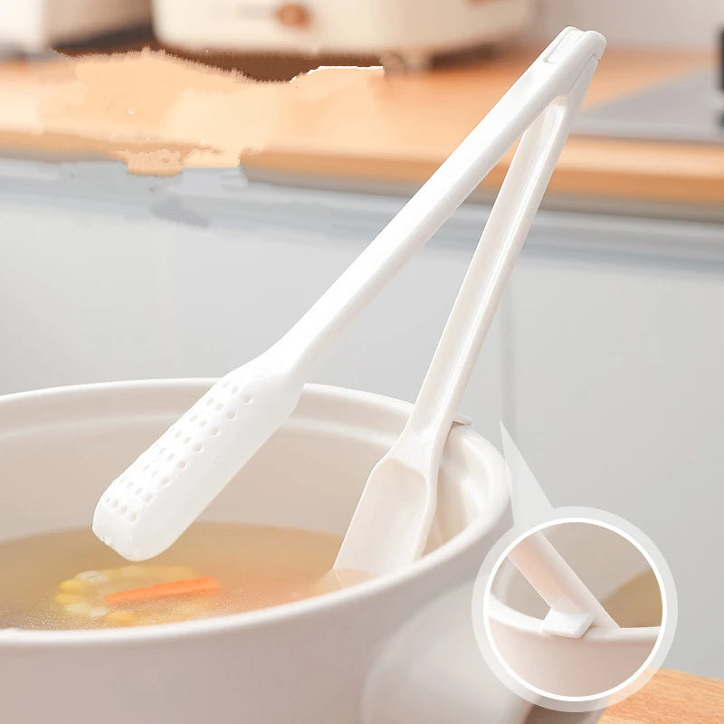 2 in 1 Kitchen Barbecue Food Tongs Buffet Steak Bread Clip Tableware Detachable Spoon Colander Home Cooking Accessories