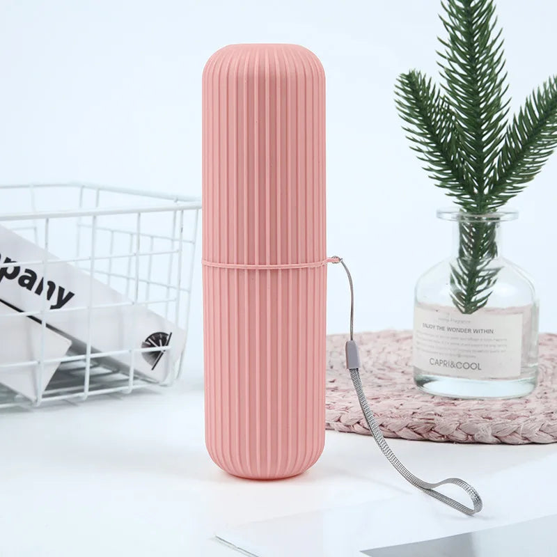 Portable Vertical-Striped Travel Wash Cup Simple Household Mouthwash Cup with Toothbrush And Toothpaste Storage Box