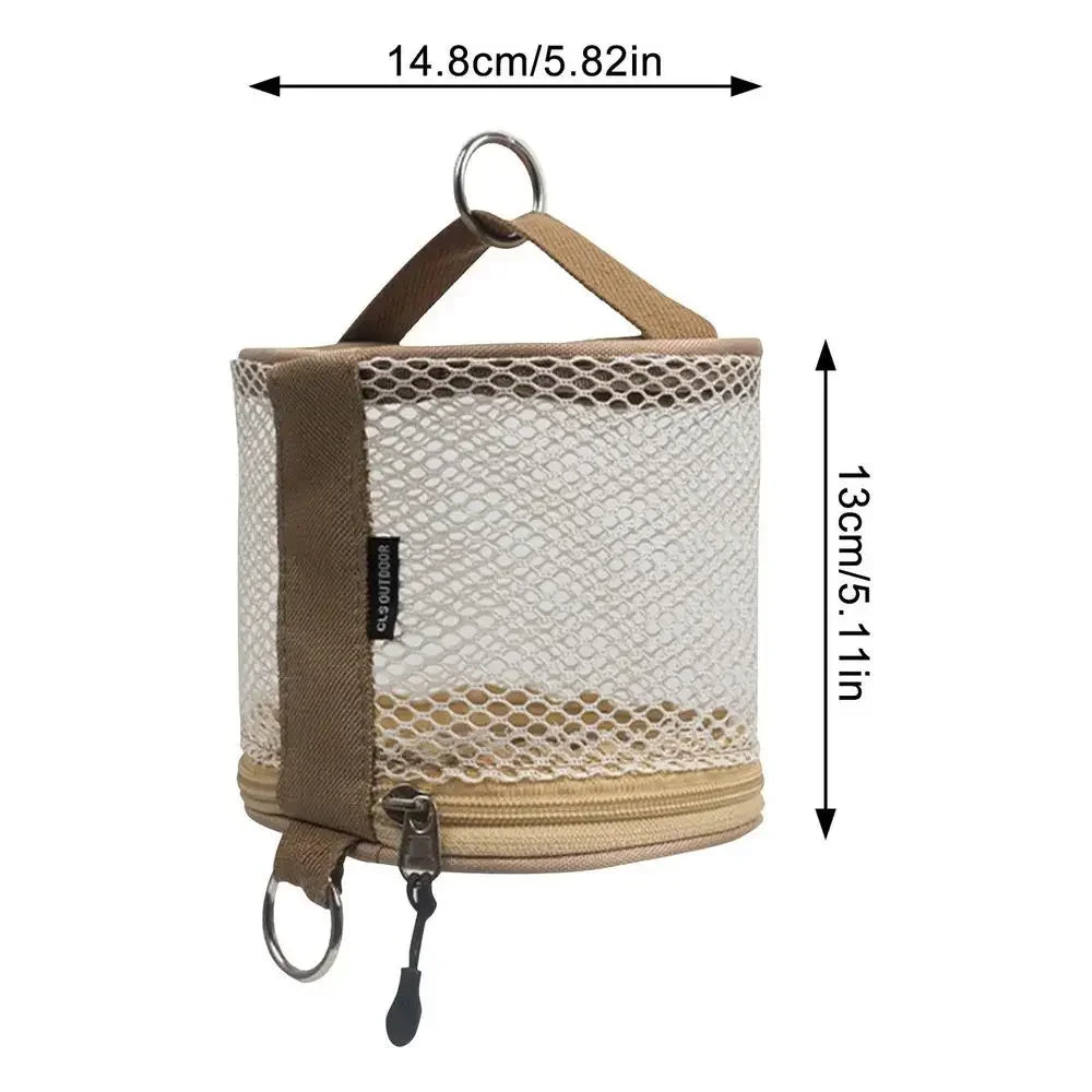 Lightweight Outdoor Woven Net storage Bag Camping Tissue Case With Hook Portabletent Hanging Supplies Breathable Storage Box