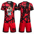 Messi Design Pattern Printed T-shirt Shorts 2-Piece Set Outdoor Casual Men's Clothing Breathable T-shirts and Short Sleeve Set