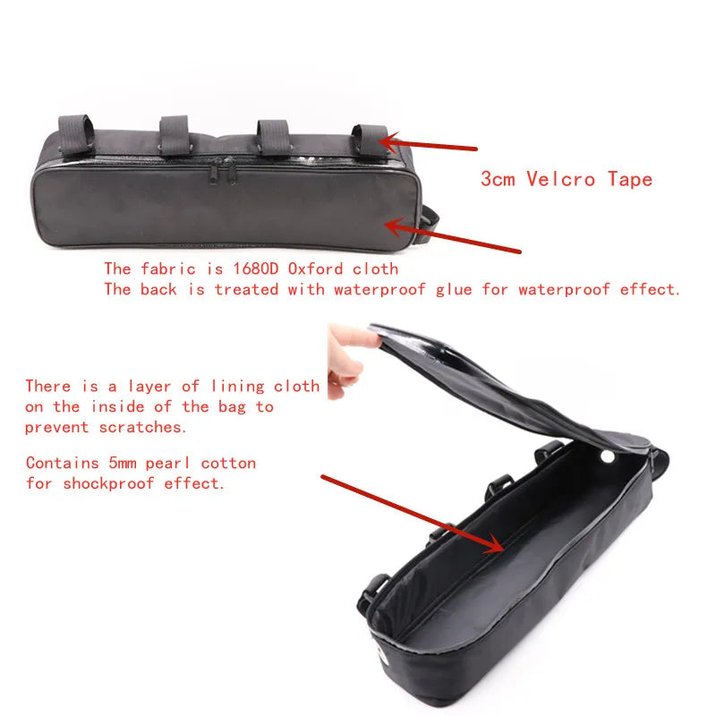 44x10x8cm Bicycle Bike Tube Frame Bag Battery Controller Bike Bag Battery Li-ion Tool Box Storage Hang Waterproof for MTB Bike