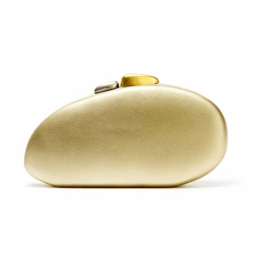 Metallic Closure Clutch Luxury Design Evening Bag With Chains Women Luxury Dinner Wedding Party Shell Pure Bag Coffee Winter