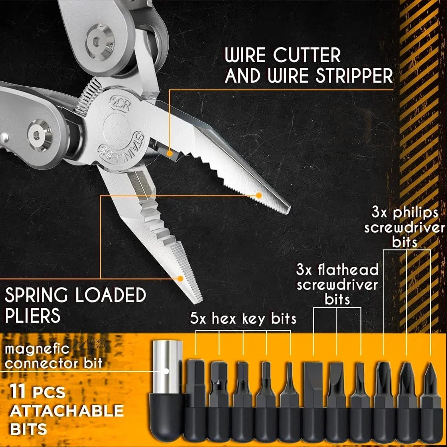 Multifunctional 24 in 1 Wire Cutters Universal Diagonal Pliers Anti Slip Durable Tool for Electrician Hardware Repair Jobs